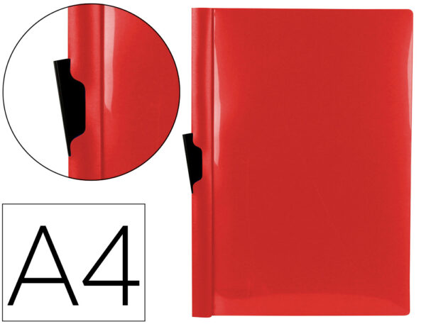 Carpeta liderpapel dossier pinza lateral polipropileno din a4 rojo translucido 30 hojas pinza deslizante