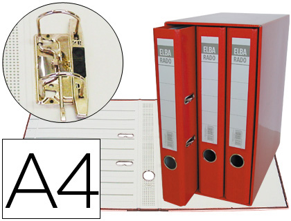 Caja archivador de palanca carton forrado elba din a4 lomo 85 mm rojo