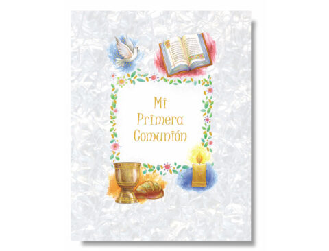 Libro recuerdo de comunion simil nacar musical modelo caliz 35x27 cm