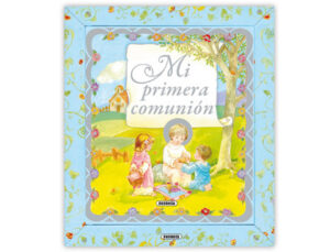 Libro recuerdo mi primera comunion cartone tapa acolchada estampacion en plata con regalo
