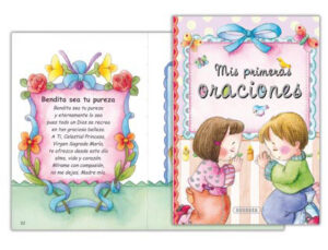 Libro mis primeras oraciones cartone tapa acolchada estampacion en plata